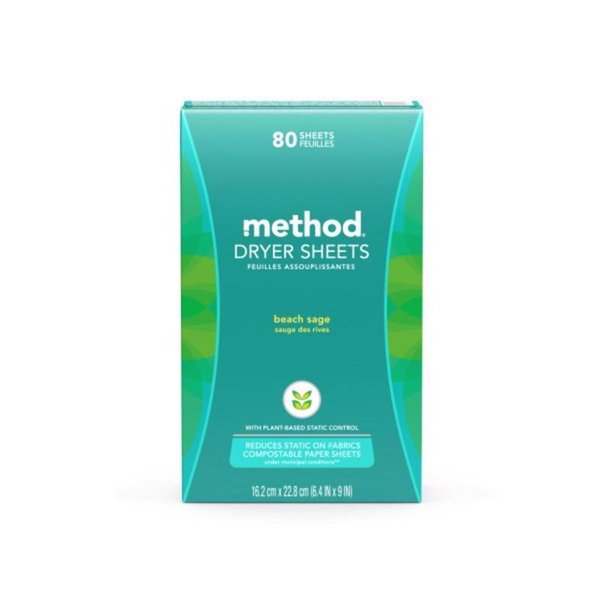 Method Beach Sage Scent Dryer Sheets Sheets 80 pk, 80PK 16497